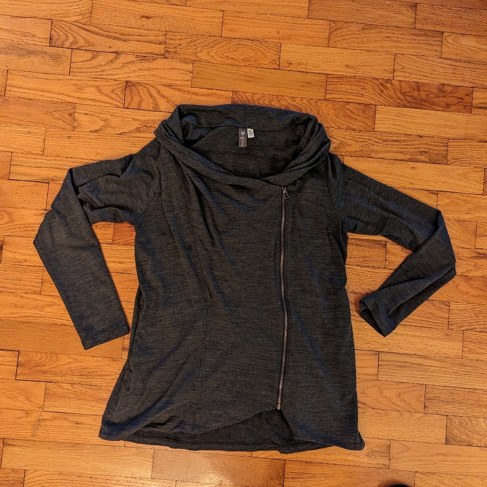 Ibex Dark Grey Wool Zip Front Shirt